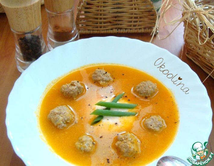 Рецепт: Суп-пюре томатный с фрикадельками и рикоттой