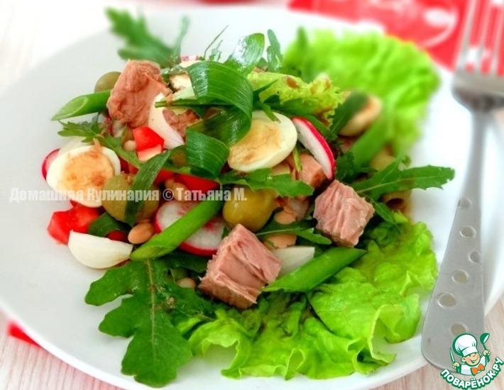 Рецепт: Овощной салат с тунцом и фасолью