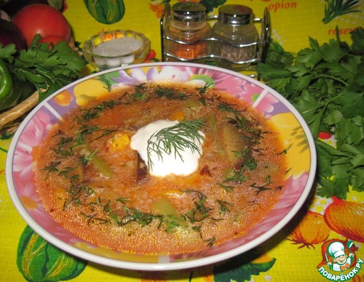 Рецепт: Томатно-овощной суп с кус-кусом