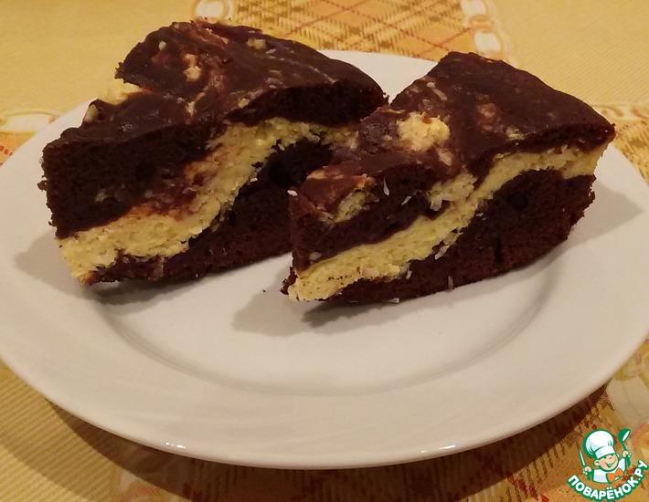Рецепт: Шоколадный пирог с творогом и кокосовой стружкой