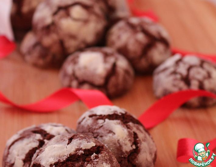 Рецепт: Печенье Шоколадные трещинки со злаками