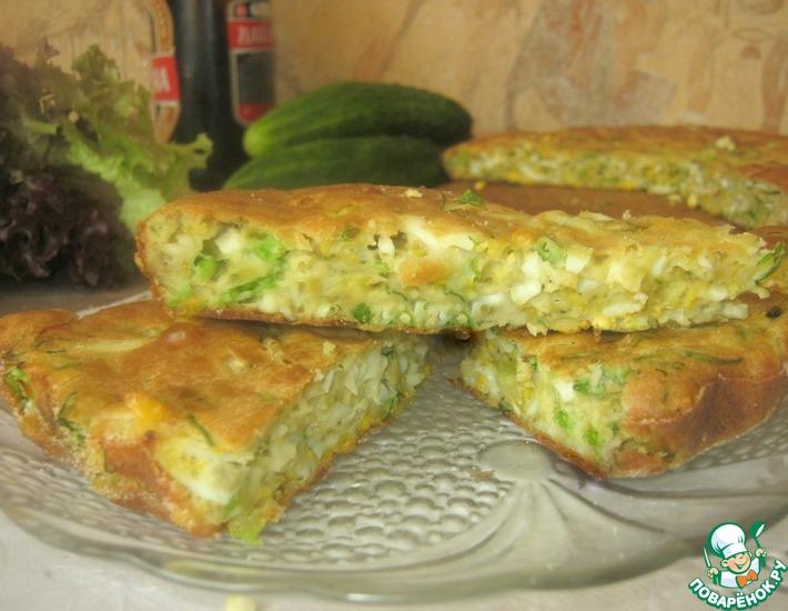 Рецепт: Пирог с яйцами и зелёным луком