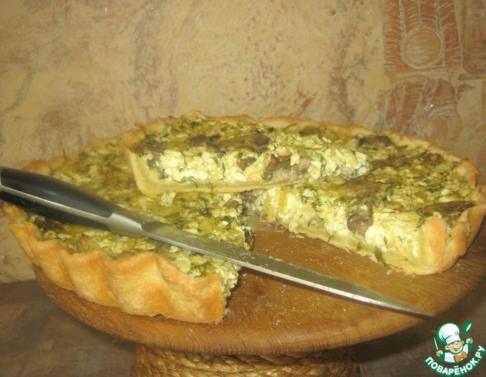 Рецепт: Пирог с творогом и грибами