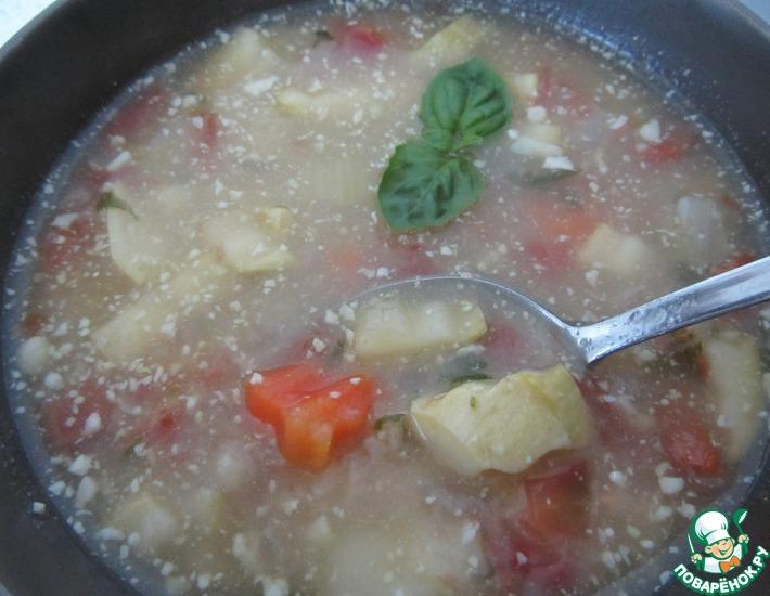 Рецепт: Овощной суп с фасолью по мотивам Минестроне