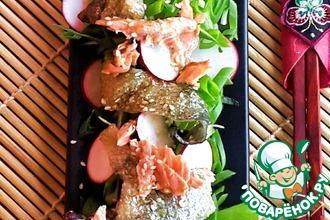 Рецепт: Японский салат с кожей лосося