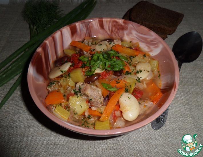 Рецепт: Овощное рагу с белой и красной фасолью