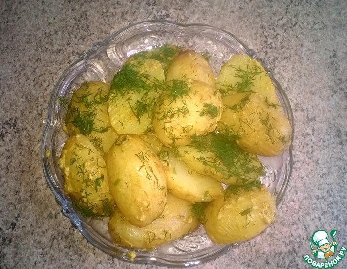 Рецепт: Запечённый молодой картофель с горчицей в мультиварке