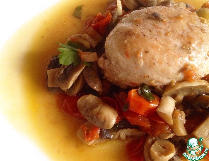 Рецепт: Куриная грудка с грибами и овощами Курица Супреме