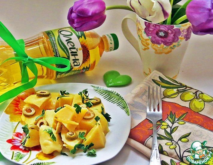 Рецепт: Картофель, тушенный с оливками и лимоном
