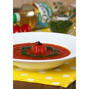 Суп из печеных томатов с песто