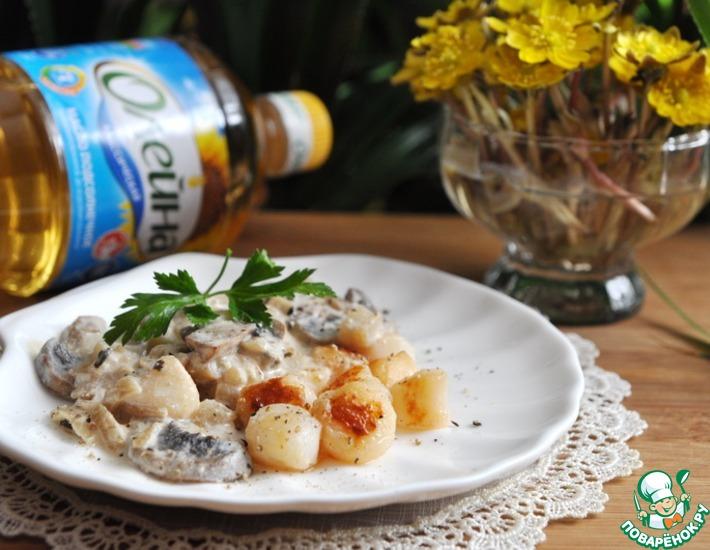 Рецепт: Морские гребешки под соусом Шампань