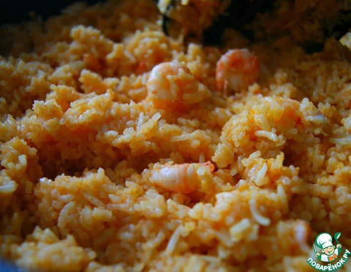 Рецепт: Жареный рис с креветками и специями масала