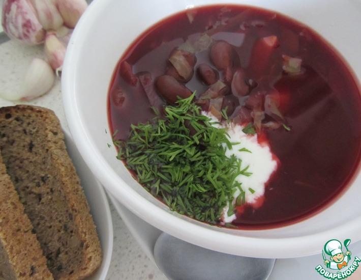 Рецепт: Зимний суп с фасолью и свеклой