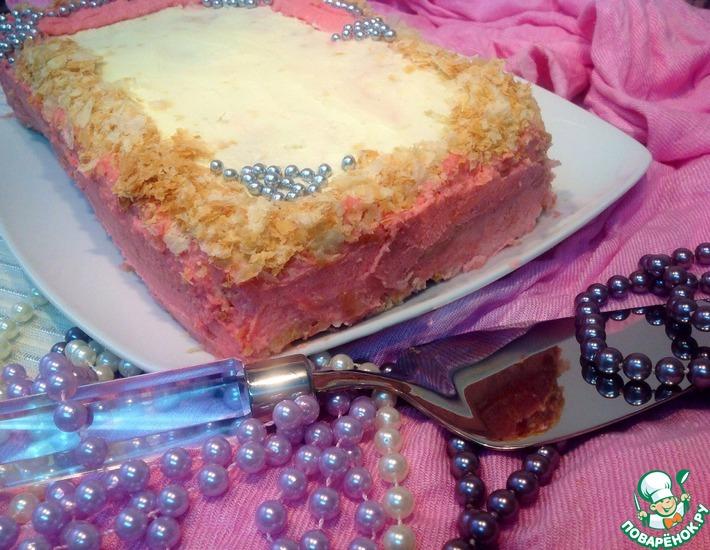 Рецепт: Торт Наполеон с малиновым ароматом