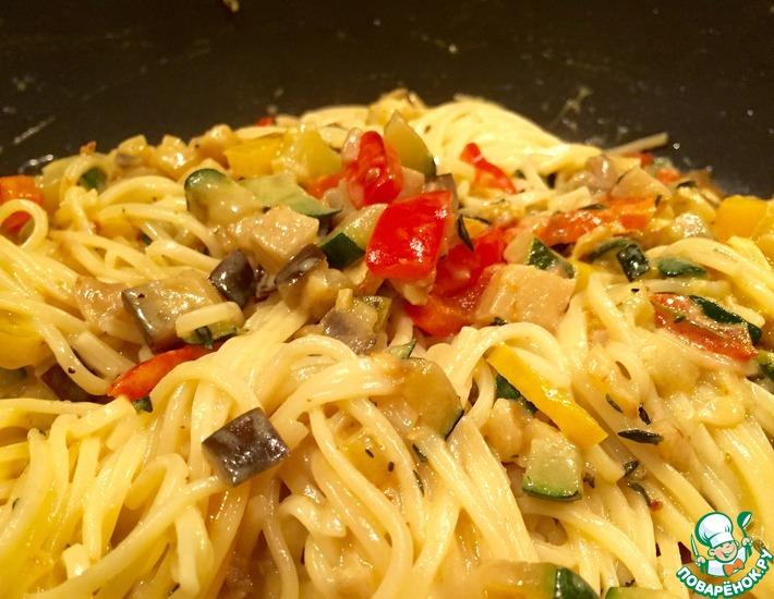 Рецепт: Спагетти с овощами в кокосовом молоке