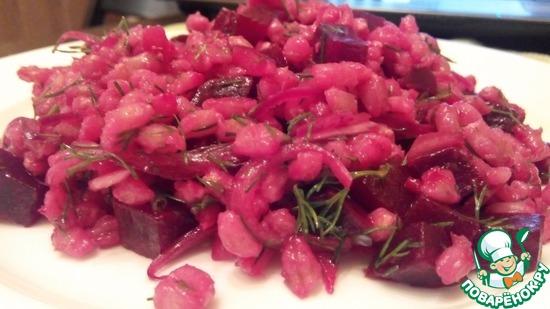 Тёплый перловый салат с овощами Розовый жемчуг