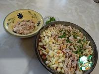Салат-запеканка из курицы, грибов и яблок ингредиенты