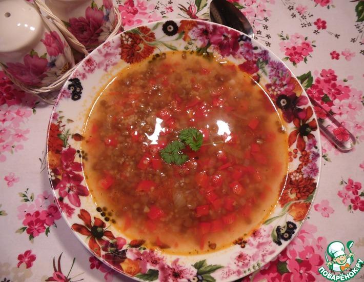 Рецепт: Томатный суп с чечевицей и кускусом
