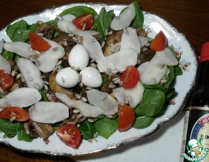 Рецепт: Теплый салат из шампиньонов с топинамбуром