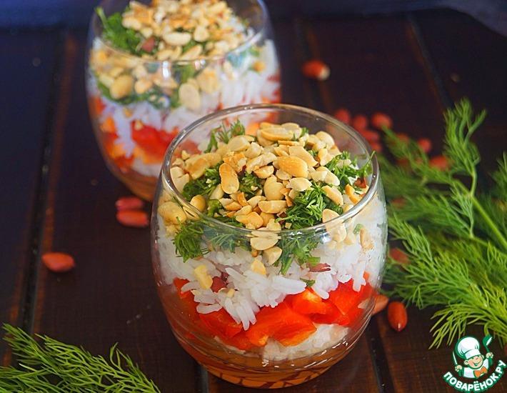 Рецепт: Салат с рисом и арахисом
