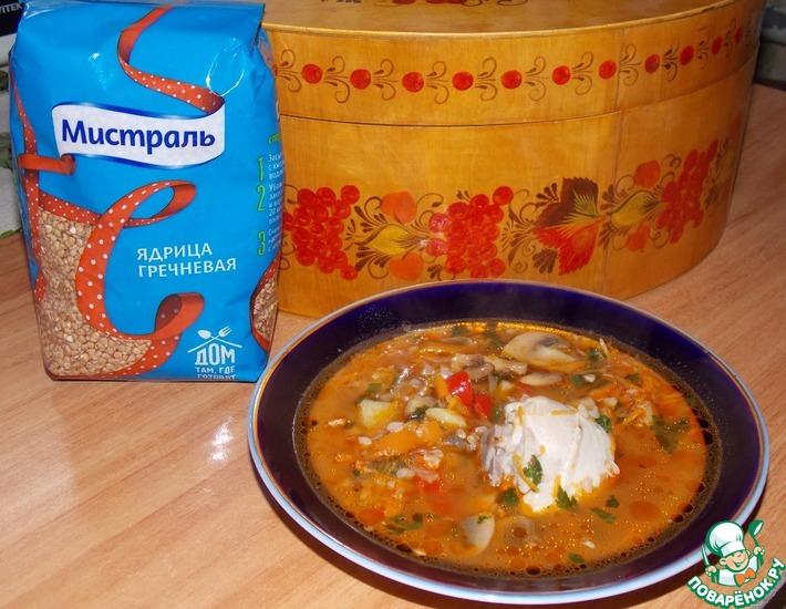 Рецепт: Томатный гречневый суп