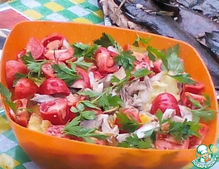 Рецепт: Салат для пикника из копченой рыбы и картофеля