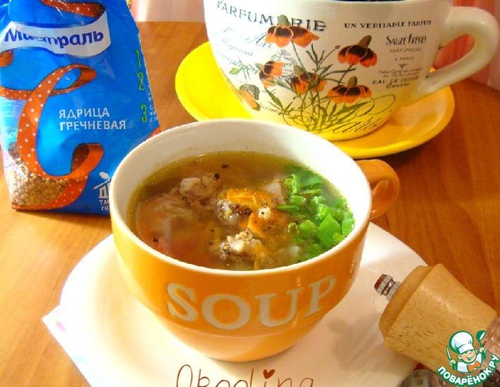 Рецепт: Суп с куриной печенью и гречневой крупой
