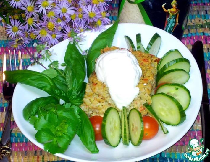 Рецепт: Овощная запеканка с рисом, курицей и моцареллой