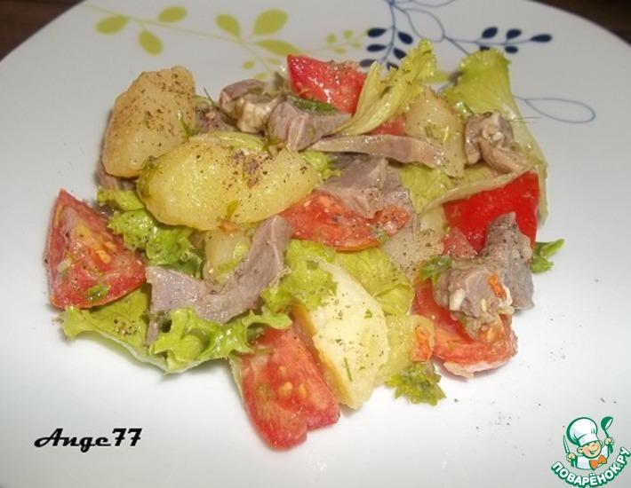 Рецепт: Картофельный салат с куриными желудками