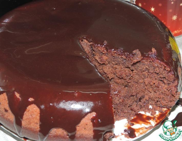 Рецепт: Шоколадный торт на подсолнечном масле с шоколадной глазурью
