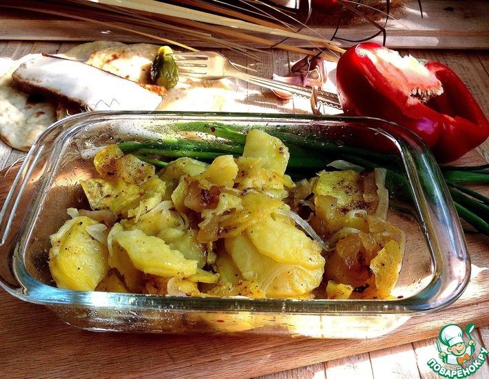 Рецепт: Картофель с копченым салом в СВЧ