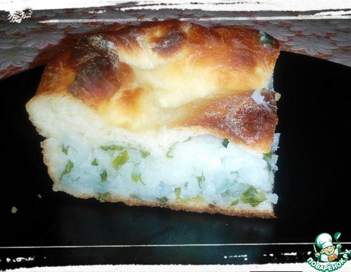 Рецепт: Закрытый пирог с рисом и зеленью