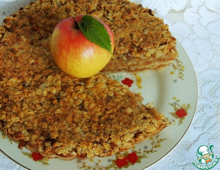 Рецепт: Пирог яблочный Домашний с овсяными хлопьями