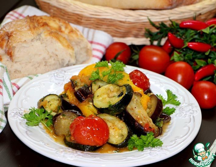 Рецепт: Запеченные овощи с домашней чиабаттой