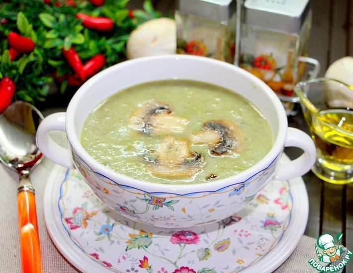 Рецепт: Постный суп с грибами и брокколи