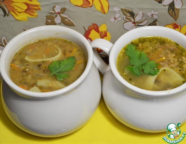 Рецепт: Густой суп с машем и лапшой