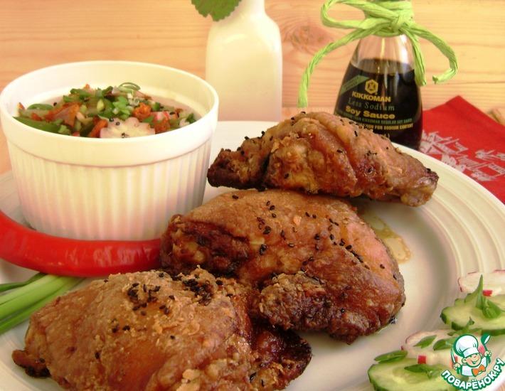 Рецепт: Хрустящая курица с ароматом имбиря