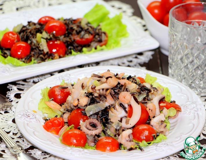 Рецепт: Дикий рис с овощами и морепродуктами