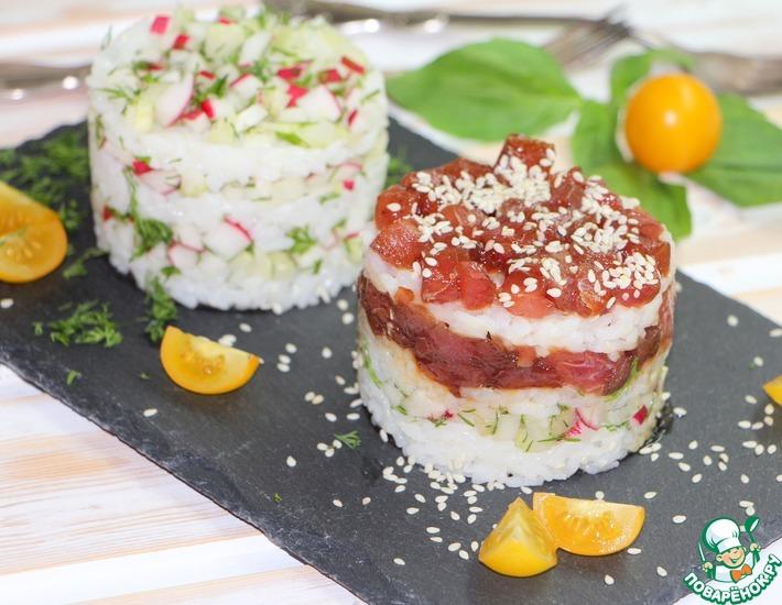 Рецепт: Салат с овощами и тунцом А-ля суши