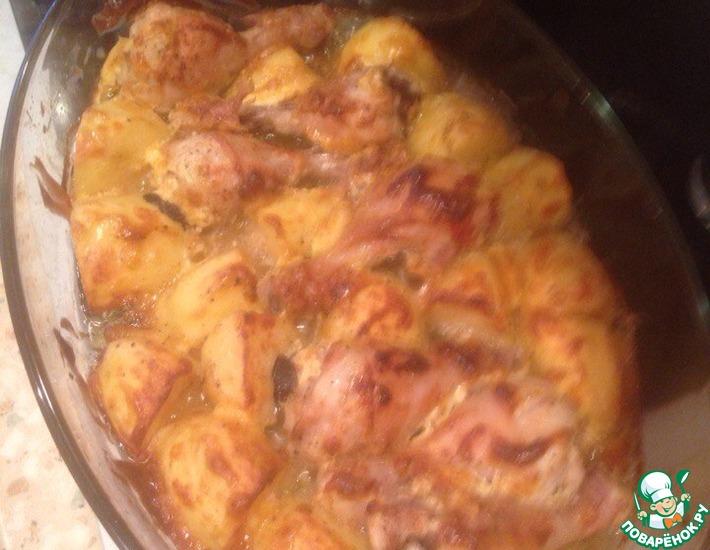 Рецепт: Куриные ножки с картофелем в духовке