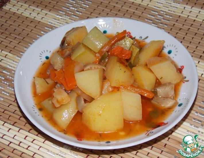 Рецепт: Картофель с грибами и овощами