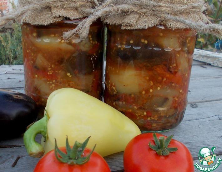 Рецепт: Баклажаны с перцем и помидорами