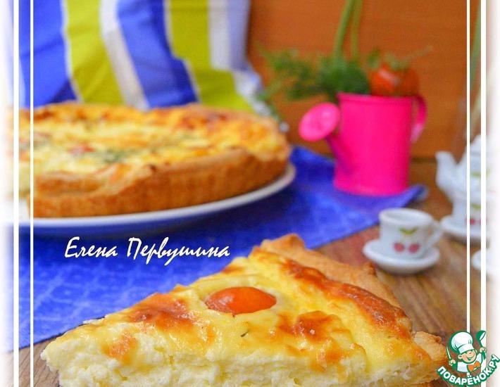 Рецепт: Пирог с творогом и помидорами черри