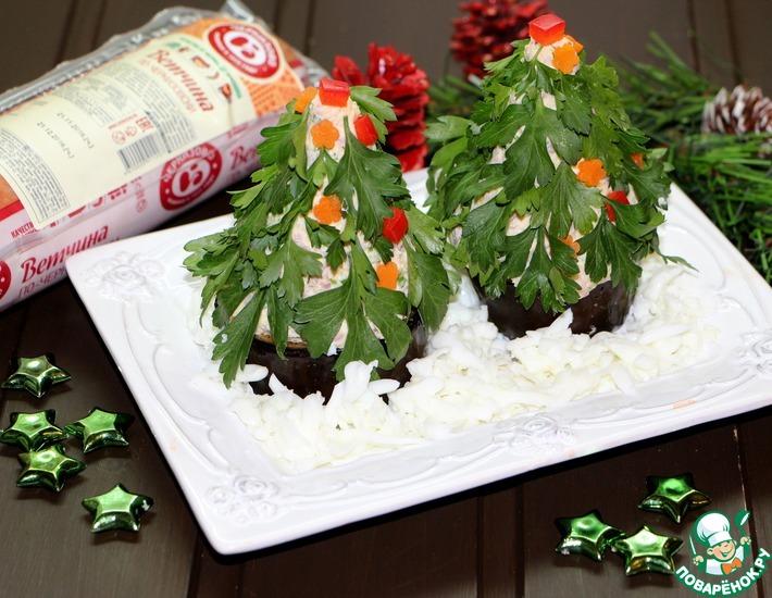 Рецепт: Порционный салат Новогодняя Ёлочка