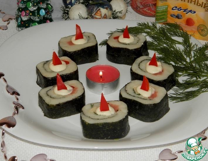 Рецепт: Новогодняя закуска «Неправильные суши»