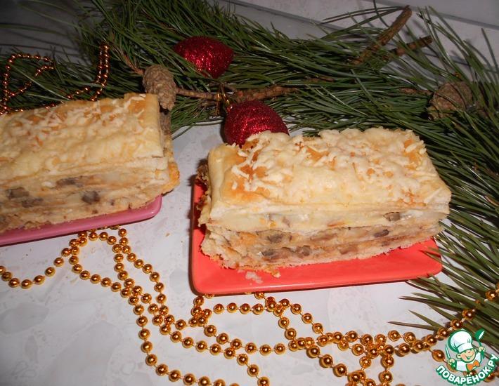 Рецепт: Торт Наполеон с картофелем и грибами