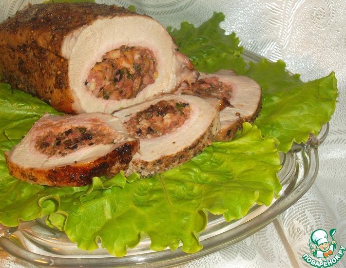 Рецепт: Фаршированная свинина на вертеле
