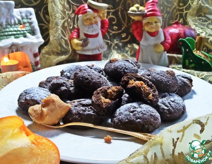 Рецепт: Шоколадное печенье с арахисовой начинкой