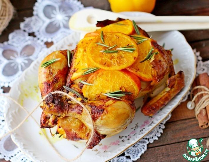 Рецепт: Курица, фаршированная апельсинами