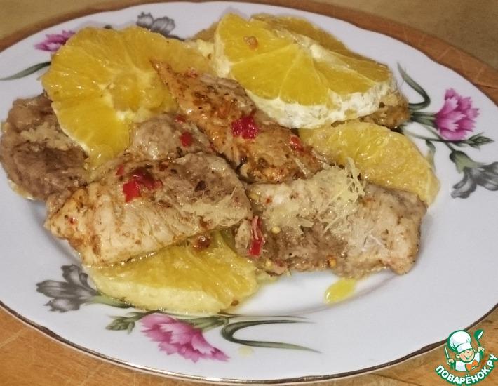 Рецепт: Свинина в апельсинах с имбирем и лимоном